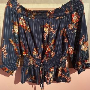 Woman off the shoulder dress shirt